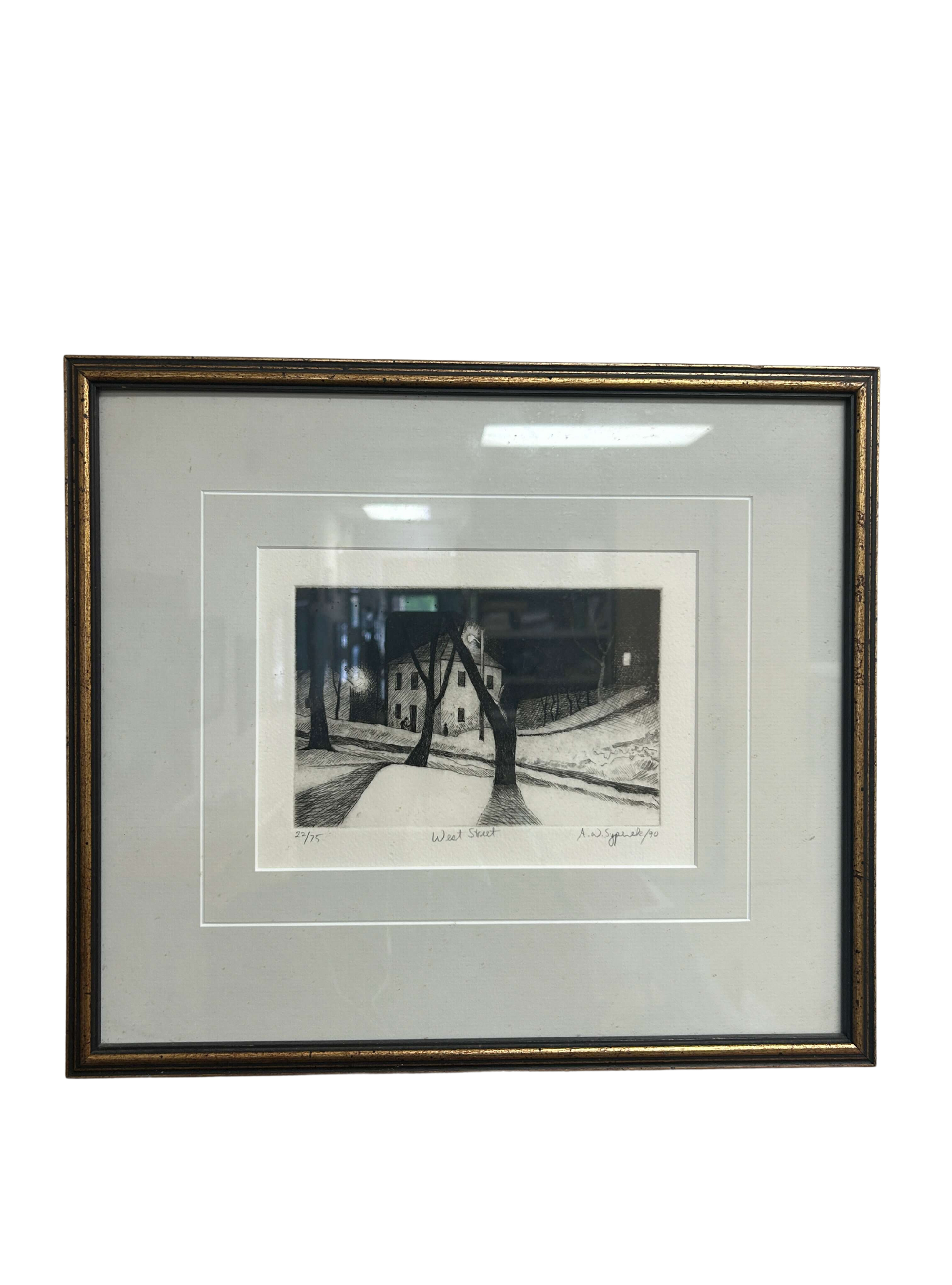 This captivating illustration, encased in an elegant wooden frame, masterfully blends shades of black and white, creating a mesmerizing monochrome effect that captures the viewer's imagination with its intricate depiction of a resilient twig, symbolizing the beauty of simplicity and nature's unwavering resilience; available at the hearing clinic at Allard Audiology.