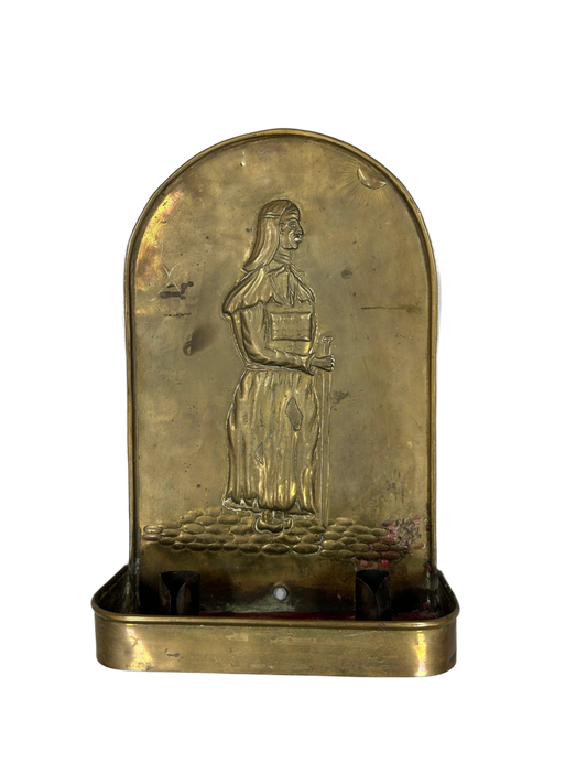 Bronze rectangular sculpture, merging artistry and antiquity, embodying reflection and self-discovery with meticulous detailing. A testament to timeless metalwork and visual arts heritage. Offered as-is, supporting our hearing clinic at Allard Audiology